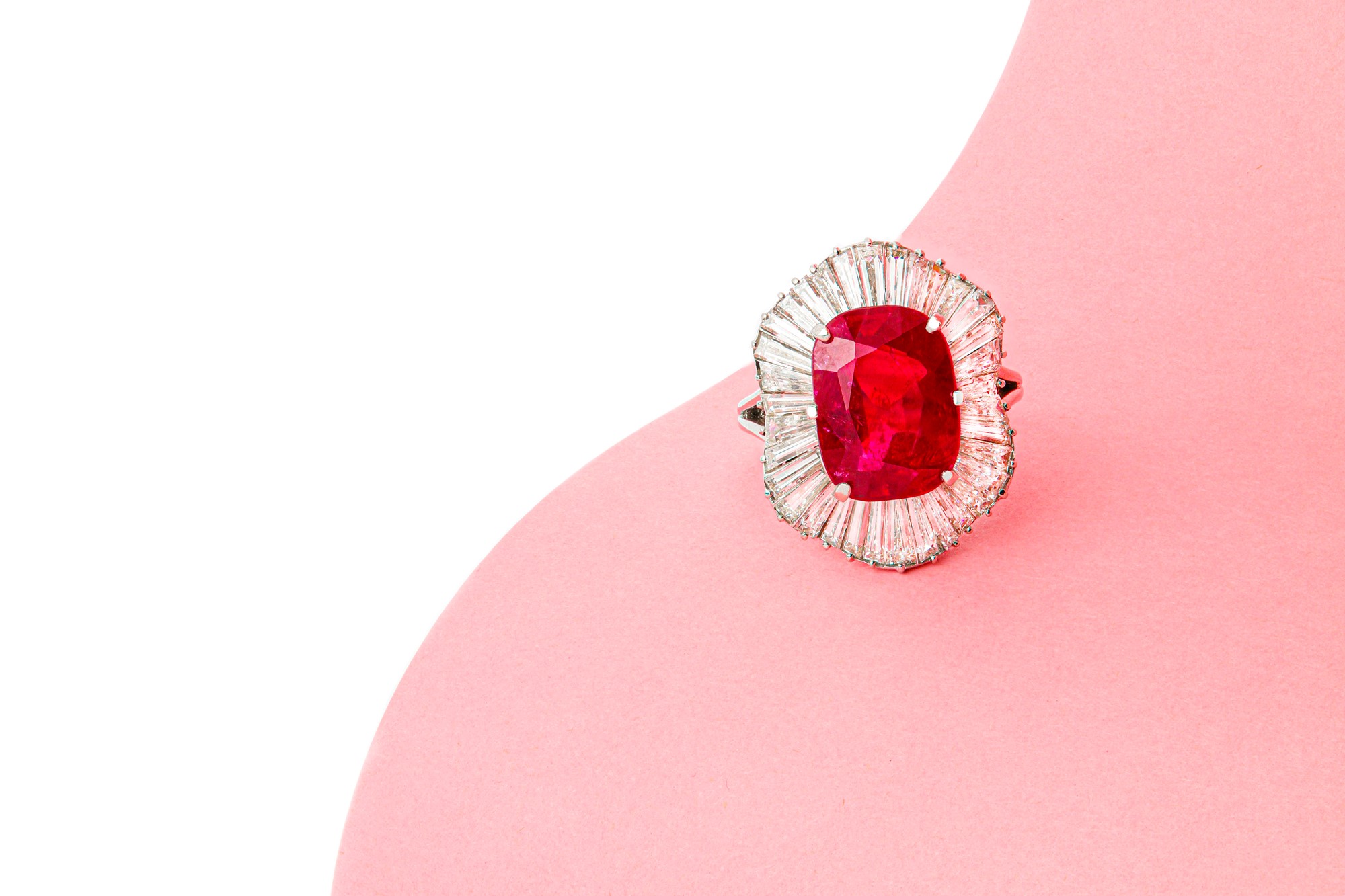 A 10.51 carat Burmese ruby and diamond ring